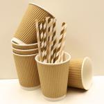 Eco-Friendly Flexo Printing PE Coating Takeaway Kraft Paper Cups For Drinking