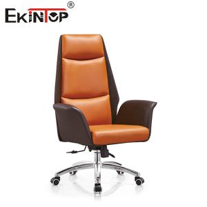 Wholesale High Back Cushioned Adjustable Height Orange and Brown Leather Chair from china suppliers