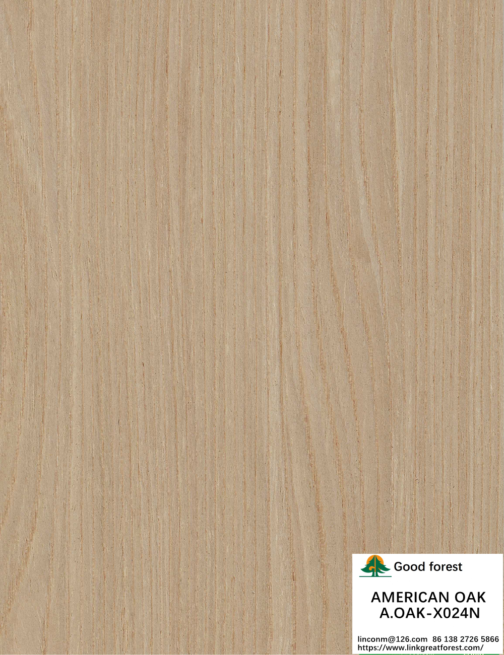 Simulation Natural American White OAK X024N Wood Veneer Sheet For Door And Windows ISO