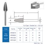 38-81mm Total Length Tungsten Carbide Burr Bits with 6-36mm Head Length