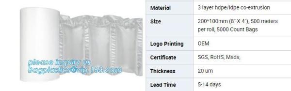 bubble dunnage pillow air bag, air cushion films for packaging, air filled