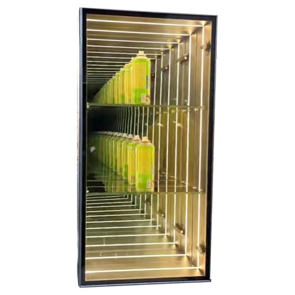 2024 Luxury Wooden LED Light Neon Mirror Display Case for Wall Mounted Wine