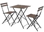 3 Piece Set Mahogany Garden Folding Table And Chairs Solid Wood Slat Steel Frame
