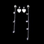Women Tassel Design Silver Cubic Zirconia Earrings With Real White Gold Plated