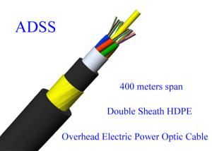 Wholesale ADSS Fiber Optic Armoured Cable G652D 48B1.3 11KN Span 400M 13.4mm 48 Core PE HDPE from china suppliers