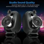 Three Equalizer Mode Powered Wireless Bookshelf Speakers Metal Grey Color For TV