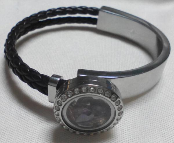 Tagor Jewelry New Style Leather Cord Stainless Steel Removable Glass Lockets