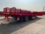 Red 3X16T Flatbed Trailer Semi Truck 40ft Flatbed Semi Trailer For Bulk Cargo