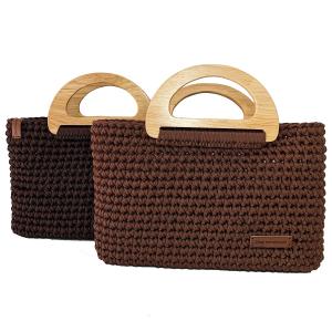 Wholesale Hand Weaving Natural Hemp Rope Crochet Hand Bag Woven With Wooden Handle from china suppliers