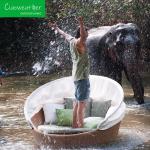 Aluminum Frame Outdoor Rattan Woven Round Bed for Modern Garden Courtyard Pool