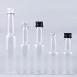 Hot Sale 50ml Transparent Round Plastic PET Spirits Liquor Bottle With Aluminum