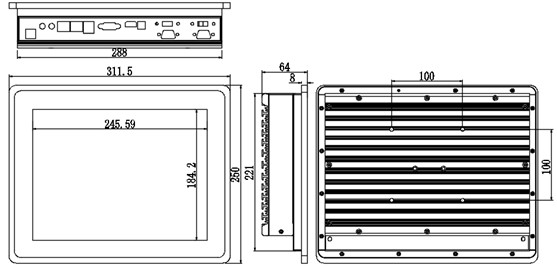 IPPC-1208T 12.1" Fanless Touch Screen PC Capacitive Touch J1900 CPU Dual Network 2 Series 4 USB