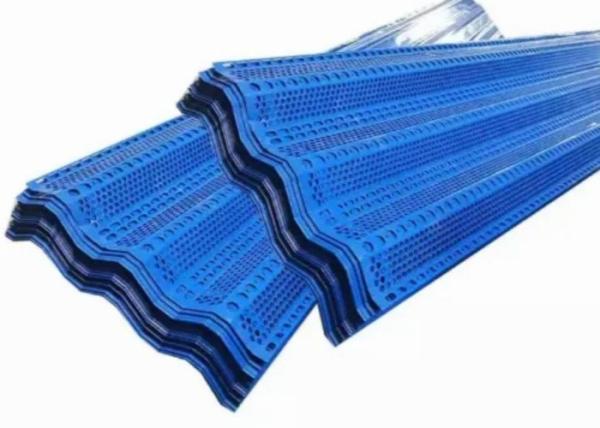 900mm Width Blue Color Powder Coated Perforated Metal Wind Dust Fence For Power