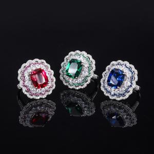 Buy cheap 925 Sterling Silver Simulated Gemstone Jewelry Created Emerald Ruby Sapphire from wholesalers