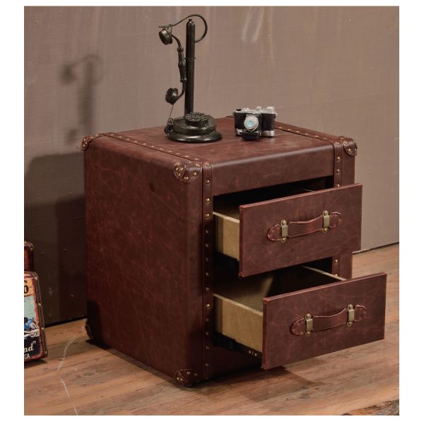 Nidea #8502 Vintage Leather Trunk Cabinet-Handmade Durable Multifunction Lounge Pub Club Studio Furniture