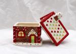Cubby Design Ceramic Cookie Jar Dolomite Red Christmas Decoration Food Jar With