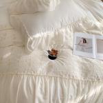 4PCS Fluffy Duvet Quilt Bedding Set Solid Pattern Luxury Bed Sheet Set Comforter
