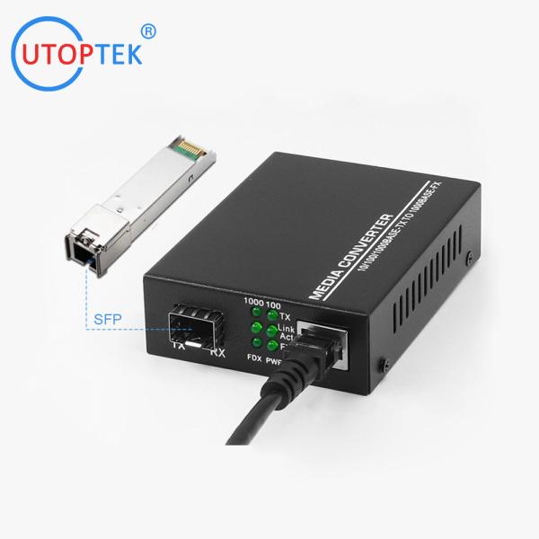 Premium 10/100/1000m SFP to RJ45 Port Fast Gigabit Ethernet Fiber Optic Media