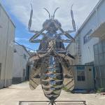 Outdoor Stainless Steel Bee Sculpture With Highly Mirror Polished Finish