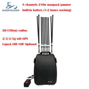 Wholesale 5G Wifi Lojack 150m Manpack Mobile Phone Signal Jammer 8 Channels 230w High Power from china suppliers