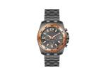 Man Stainless Steel Chronograph Watch Brown Solid Band IP Plating 7.0mm Crown