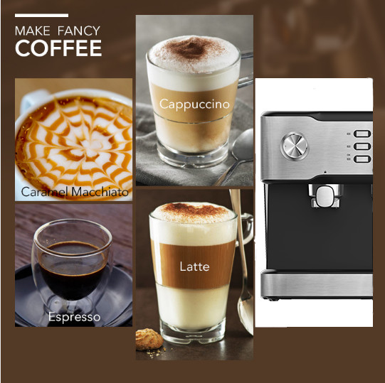 CM-1696 Push Button Control Espresso Coffee Machine Semi Automatic 15 Bar