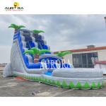 Blue And Gray Outdoor Inflatable Slide Combo With Bounce House For Kids