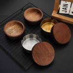 Wooden Ashtray with Lid for Smokers Stainless Steel Liner Ash Tray Windproof