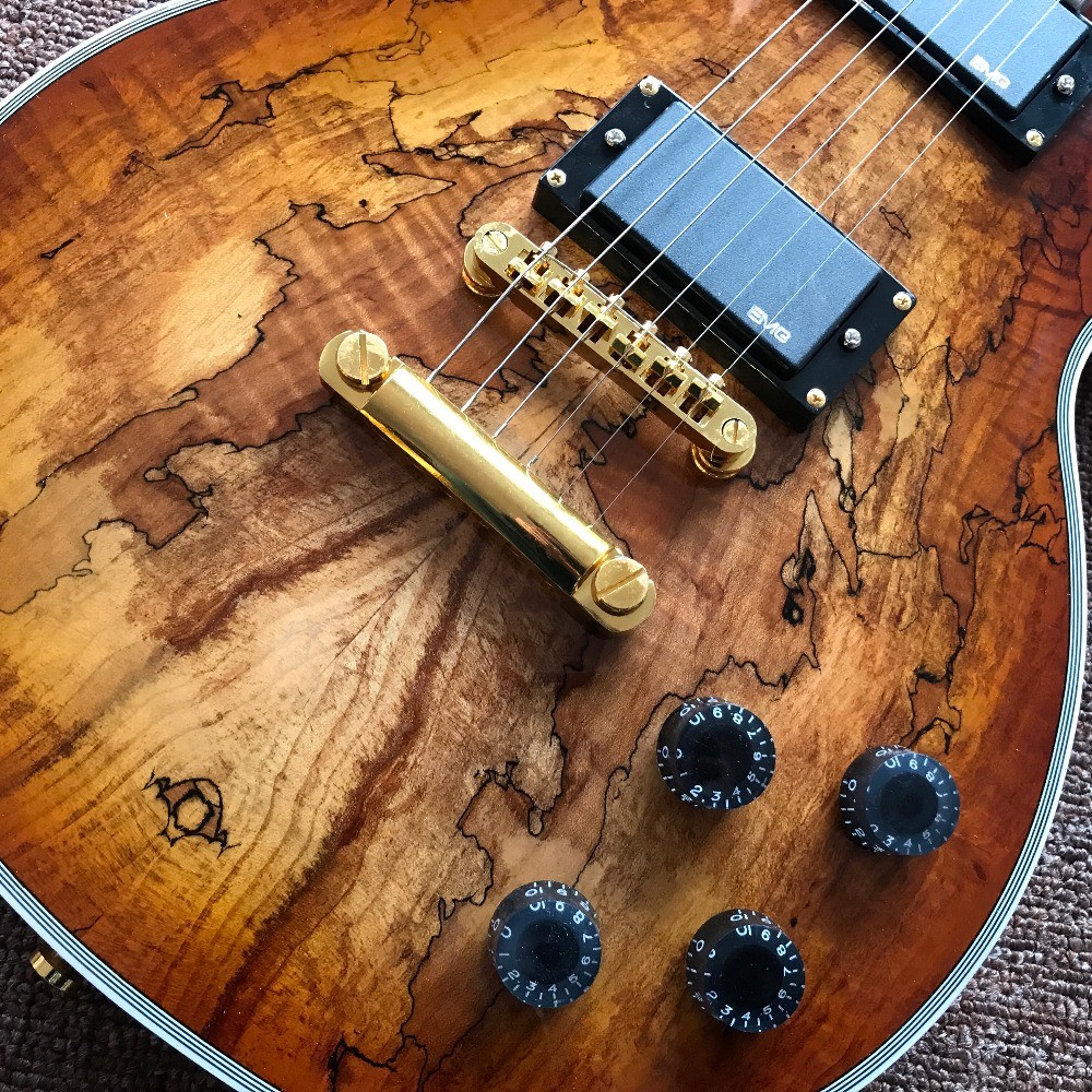 New custom Electric guitar Hot Selling Map transparent brown Custom Electric Guitar 6 Strings Guitars
