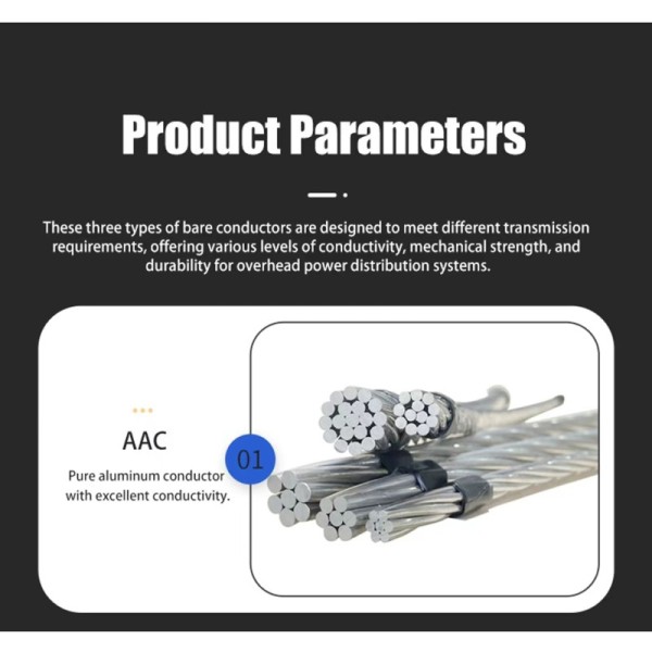 ACSR Bare Conductor for Overhead Power Transmission with IEC 61089 Standard, 10-1000mm2 Size Range, and -40°C to 90°C Operating Temperature