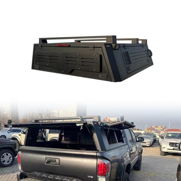 Space-Saving Folding Truck Bed Rack System for Toyota Tacoma Hardtop Topper