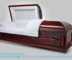 Caskets Cambridge Mahogany Funeral Casket With Almond Velvet Interior - Solid