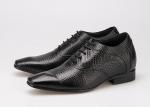 7cm Height Increasing Elevator Shoes , Sharp Toe Black Patent Leather Oxford