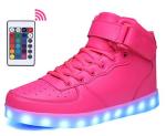 LED Light Up Shoes With Remote Control , Men & Women Leather High Top Led Light