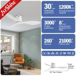 Plastic Ceiling Fan 48 Inch White ABS Blades Flush Mount LED Ceiling Fan With