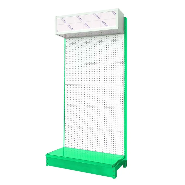 Factory Custom Size Color green super market display racks sided steel modern gondola grocery store shelf