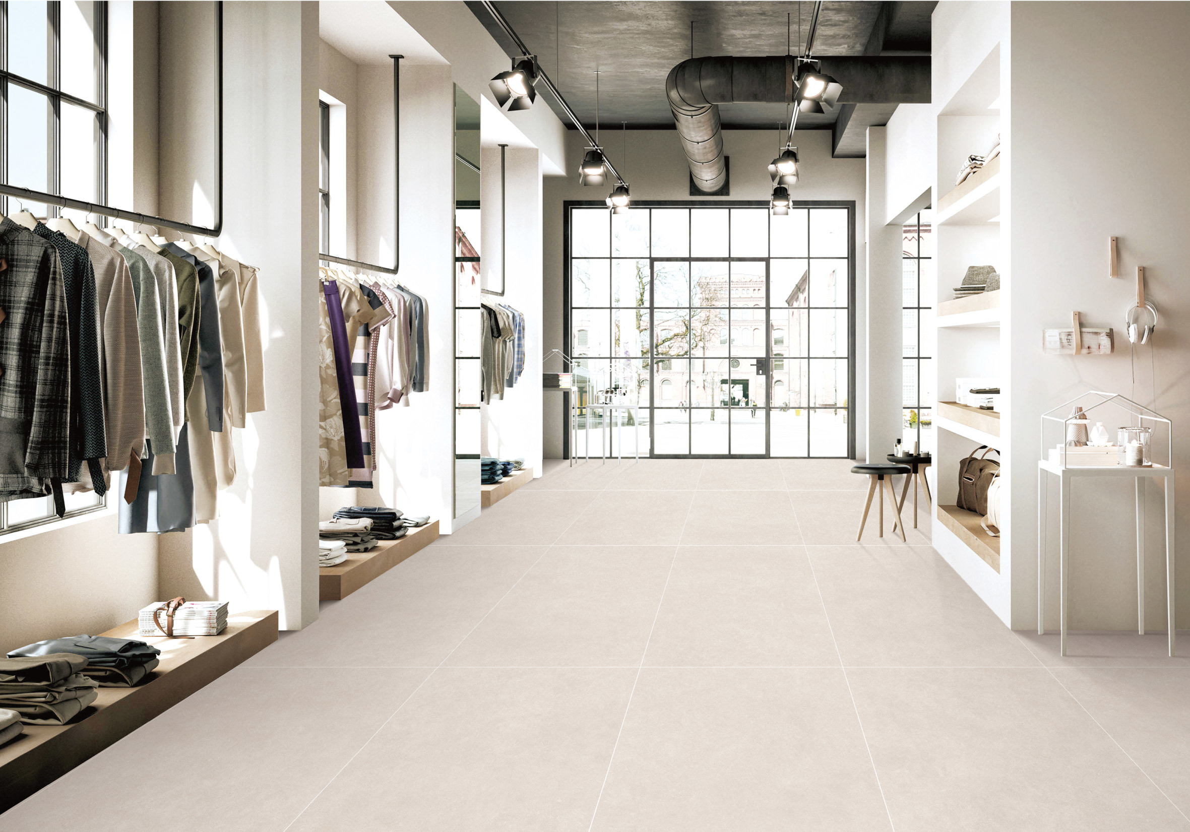 Beige Grey 48"X24"Soft Glazed Porcelain Indoor Floor Tile Around Pool And Fireplace