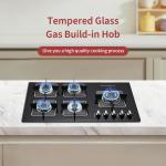Electronic Ignition Kitchen Stove Cooker Built In 4 Burner Tempered Glass Gas