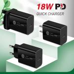EU US Plug QC3.0 Quick Charger 18W With PE Material Data Cable