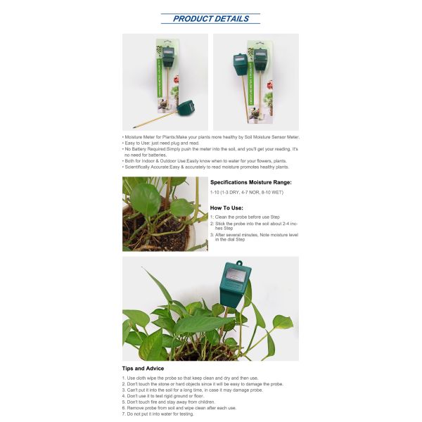 Custom Multipurpose Household Outdoor Moisture Meter Temperature Measurement Soil Moisture Meter