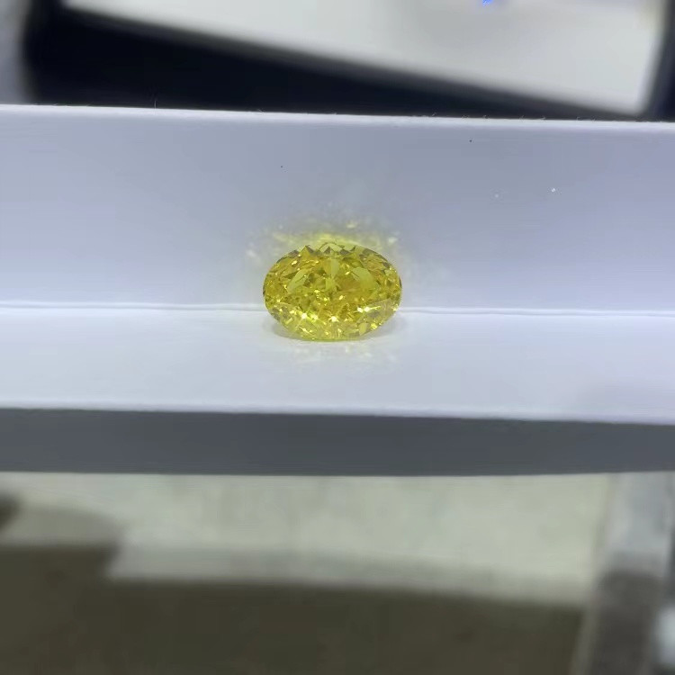 Lab Created Yellow Diamonds 1.00ct Fancy Vivid Yellow VS1 Oval Shape HPHT