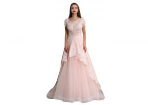 China Tulle Fabric Wedding Dresses With Sleeves , Embroidery Vintage Wedding Dresses on sale