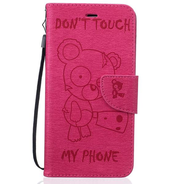 Hard PC Don't Douch My Phone Word Cartoon Pattern Stand Cover Cell Phone Case For iPhone 7 6 6s Plus 5s with Hand Strap