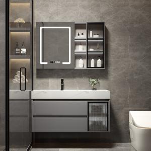 Wholesale Rectangle 23in Solid Wood Bathroom Cabinets Transparent Glass Vanity from china suppliers