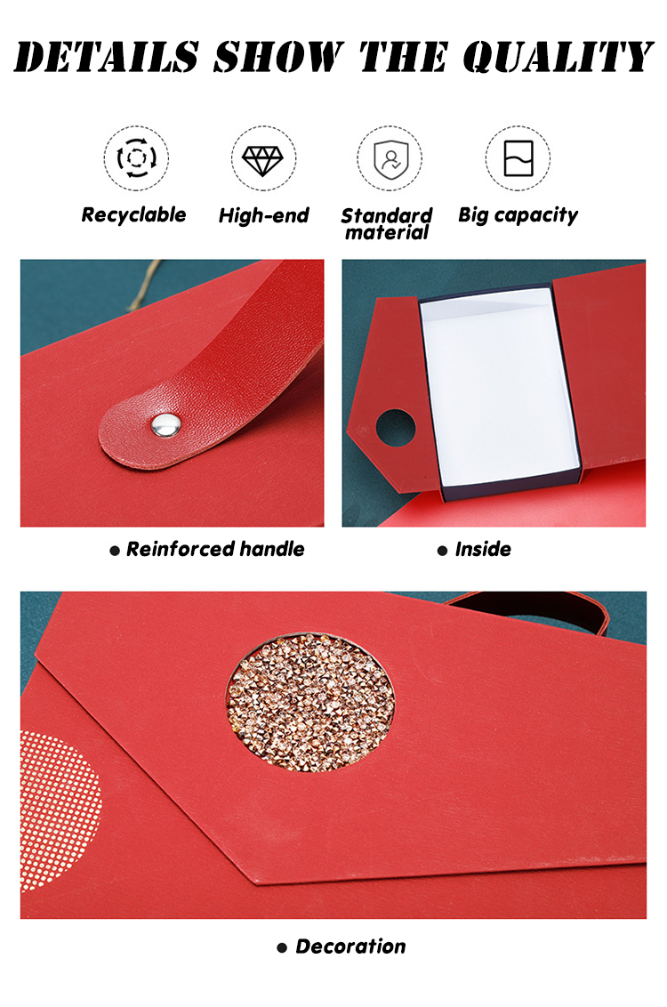 Cardboard Paper Wedding Gift Box Packaging With Magnetic Folding With PU Handle