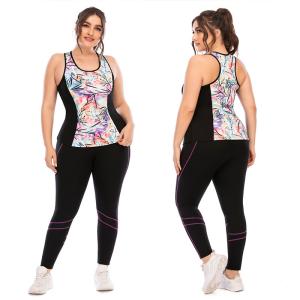 Wholesale Nylon Plus Size Crop Top And Leggings Printed Quick Drying Yoga Set clothes from china suppliers