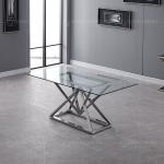 66kg 8 Seater Glass Dining Table With Steel Legs Rectangular Shape