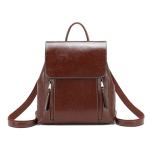 Fast Delivery New Fashion Oil Wax Real Leather Student Women Backpack Bag