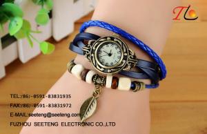 Wholesale Fashion Vintage watches ladies watches with colorful beads bracelet and leather braided band from china suppliers