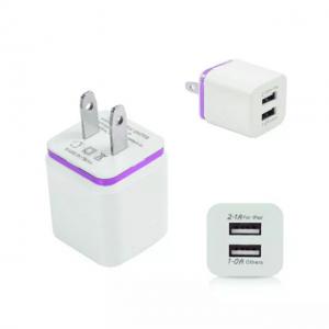 China 10W 2 USB Port Wall Charger 5V 1A 2.1A Blue Purple 50HZ 60Hz on sale